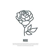 Rose Linie Symbol. Blumensymbol. Liner-Stil.