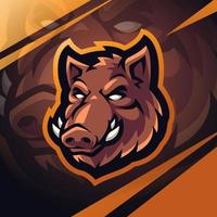 razorback huvud esport maskot logotyp design vektor