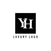 yh monogram vektor logotyp. serif brev logotyp inom en rektangel. logotyp för lyx produkt, varumärke, företag, händelse, mode, och organisation.