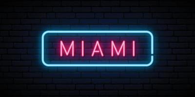 Miami Leuchtreklame. helles Licht Schild. Vektor Banner.