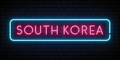 Sydkorea neonskylt. skylt med starkt ljus. vektor