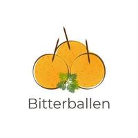 Niederländisch Bitterballen Karikatur Linie Kunst Illustration Logo vektor