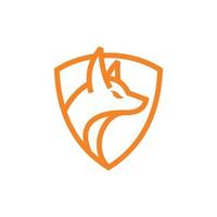 Tier Fuchs Kopf mit Schild Linie einfach Logo vektor
