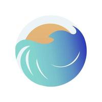 Marine Logo Konzept. Meer Wellen mit Sonne. vektor