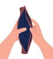 Brieftasche ohne Geld flache Konzept Vektor-Illustration vektor