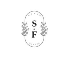 Initiale sf Briefe schön Blumen- feminin editierbar vorgefertigt Monoline Logo geeignet zum Spa Salon Haut Haar Schönheit Boutique und kosmetisch Unternehmen. vektor