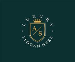 första som brev kunglig lyx logotyp mall i vektor konst för restaurang, kungligheter, boutique, Kafé, hotell, heraldisk, Smycken, mode och Övrig vektor illustration.