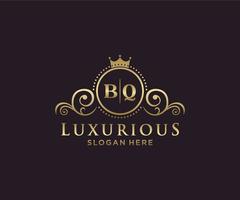 Royal Luxury Logo-Vorlage mit anfänglichem bq-Buchstaben in Vektorgrafiken für Restaurant, Lizenzgebühren, Boutique, Café, Hotel, Heraldik, Schmuck, Mode und andere Vektorillustrationen. vektor