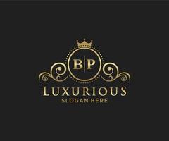 Royal Luxury Logo-Vorlage mit anfänglichem bp-Buchstaben in Vektorgrafiken für Restaurant, Lizenzgebühren, Boutique, Café, Hotel, Heraldik, Schmuck, Mode und andere Vektorillustrationen. vektor