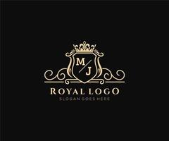 Initiale mj Brief luxuriös Marke Logo Vorlage, zum Restaurant, Königtum, Boutique, Cafe, Hotel, heraldisch, Schmuck, Mode und andere Vektor Illustration.