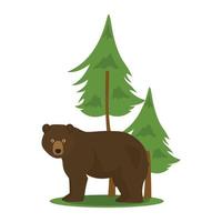 brunbjörn i skogen vektor