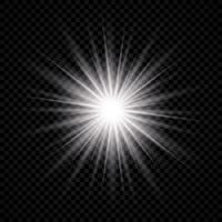 Licht bewirken von Linse aufflackern. Weiß glühend Licht explodiert mit Starburst Auswirkungen und funkelt vektor