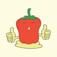 Tomaten mit glücklichen Emotionen mit zwei Daumen hoch Vektorbild vektor