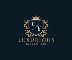 Royal Luxury Logo-Vorlage mit anfänglichem Cy-Buchstaben in Vektorgrafiken für Restaurant, Lizenzgebühren, Boutique, Café, Hotel, Heraldik, Schmuck, Mode und andere Vektorillustrationen. vektor