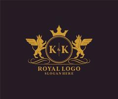 Initiale kk Brief Löwe königlich Luxus heraldisch, Wappen Logo Vorlage im Vektor Kunst zum Restaurant, Königtum, Boutique, Cafe, Hotel, heraldisch, Schmuck, Mode und andere Vektor Illustration.