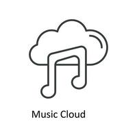 Musik- Wolke Vektor Gliederung Symbole. einfach Lager Illustration Lager
