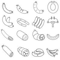 Würste Symbol Vektor Satz. Fleisch Produkte Illustration Zeichen Sammlung. Grill Symbol oder Logo.