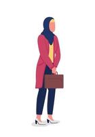 Gesichtsloser Charakter des flachen Farbvektors der muslimischen Geschäftsfrau vektor