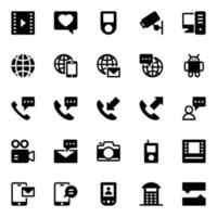 glyf ikoner för nätverk och kommunikation. vektor