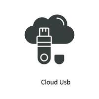 Wolke USB Vektor solide Symbole. einfach Lager Illustration Lager