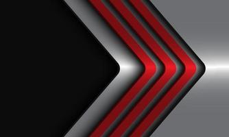 abstrakte rote metallische Pfeile Richtung auf Silber mit schwarzer Leerraumentwurf moderne Luxus futuristische Hintergrundvektorillustration. vektor