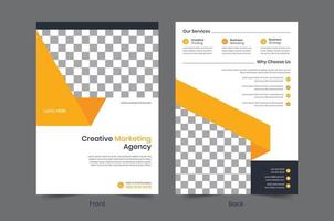 kreativ företags- företag flygblad mall design. 2 ensidig folder affisch broschyr vektor illustratör. för årlig Rapportera, marknadsföring, annonsera, befordran, bok omslag, företag förslag, utbildning