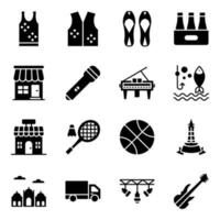 Festivals und Events Dinge Icon Set vektor