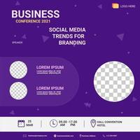 sociala medier postmall. banner marknadsföring. affärskonferens sociala medier trend för branding vektor