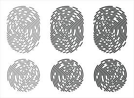 Fingerabdruck Identifizierung Symbol Symbol einstellen im eben Stil. Sicherheit Authentifizierung. Vektor Illustration isoliert auf Weiß