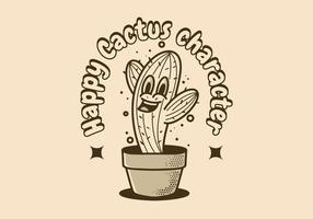 Maskottchen Charakter Illustration von Kaktus mit ein heiter Gesicht im ein Topf vektor