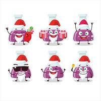 Santa claus Emoticons mit lila Trank Karikatur Charakter vektor