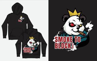 huvtröjor med karaktär streetwear design, panda rökning till blockera samhälle vektor