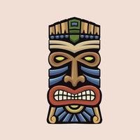 Hand gezeichnet Tiki Stammes- hölzern Maske Vektor Illustration