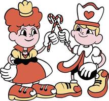 König und Königin halten Lutscher - - Karikatur Illustration, Vektor. Aufkleber vektor