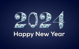 2024 Lycklig ny år öga logotyp text design. 2024 siffra design mall. vektor illustration.