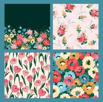 Blumen- nahtlos Muster und Grenze. Vektor Design zum Papier, Abdeckung, Stoff, Innere Dekor und andere verwenden