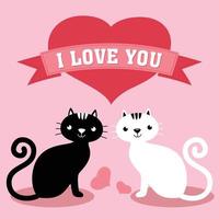 jag kärlek du valentine kort med kärleksfull katter vektor
