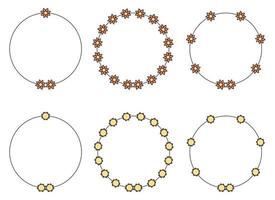 cirkel ram dekoration element med blommor klämma konst vektor