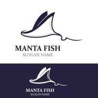 Manta Fisch oder Stachelrochen Logo Design Vektor Jahrgang Illustration Schlittschuh Fisch Ozean