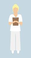 kvinna sjuksköterska i vit enhetlig innehav en papper dokumentera. vektor illustration