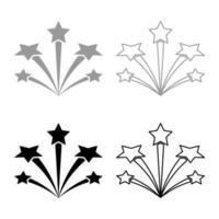 Gruß mit Sterne Feuerwerk sternenklar einstellen Symbol grau schwarz Farbe Vektor Illustration Bild solide füllen Gliederung Kontur Linie dünn eben Stil
