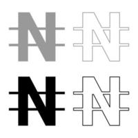 Symbol Nayra einstellen Symbol grau schwarz Farbe Vektor Illustration Bild solide füllen Gliederung Kontur Linie dünn eben Stil