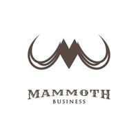 Initiale Brief m Mammut Elfenbein Symbol Logo Design Vorlage vektor