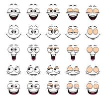 tecknad serie skratt eller fnissa ansikte, blinka öga animering vektor