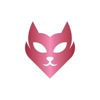 Katze Gesicht Tier mit Liebe Herz modern Logo vektor