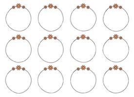 Hand gezeichnet Kreis Rahmen Dekoration Element mit Blumen Clip Kunst vektor