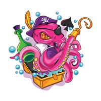 Octopus Pirat von neuen Skool Tattoos vektor