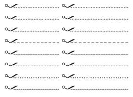Schere mit Schnitt gepunktet Linie Vektor Illustration Sammlung