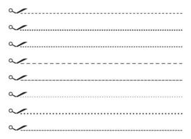 Schere mit Schnitt gepunktet Linie Vektor Illustration Sammlung