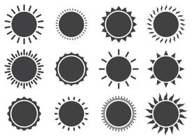 Sol ikon samling vektor illustration isolerat på vit